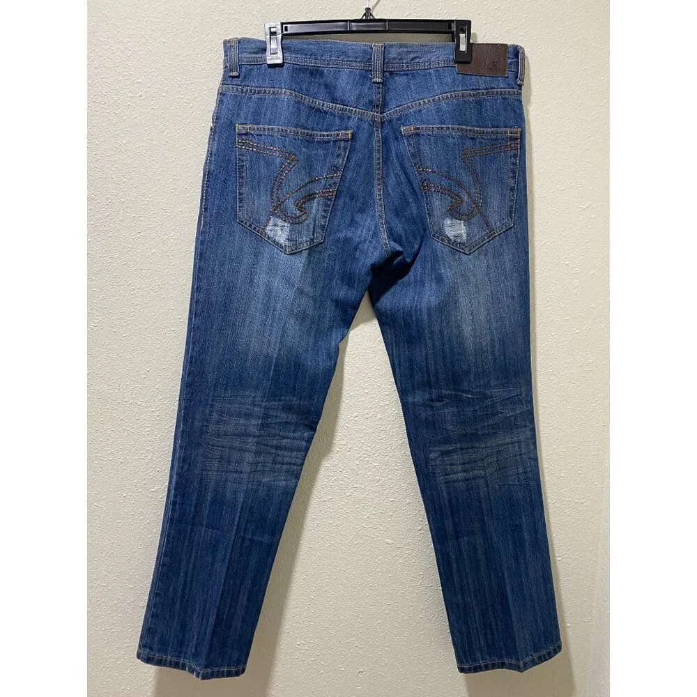 Carbon Black Distressed Jeans Mens 34x30 Blue Ripped Destroyed Denim 100% Cotton - Picture 8 of 15